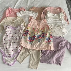 Pink and Tan Baby Girl Clothing Bundle 6-9months